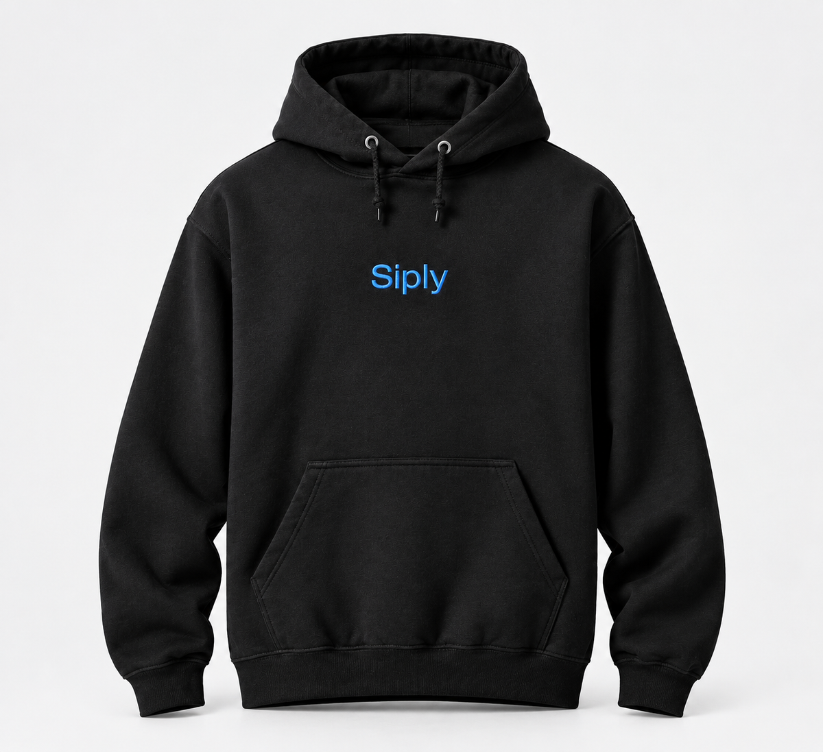 Siply black hoodie with embroidered blue Siply logo